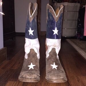 Roper Brown and Blue Heeled Boots with Star Design